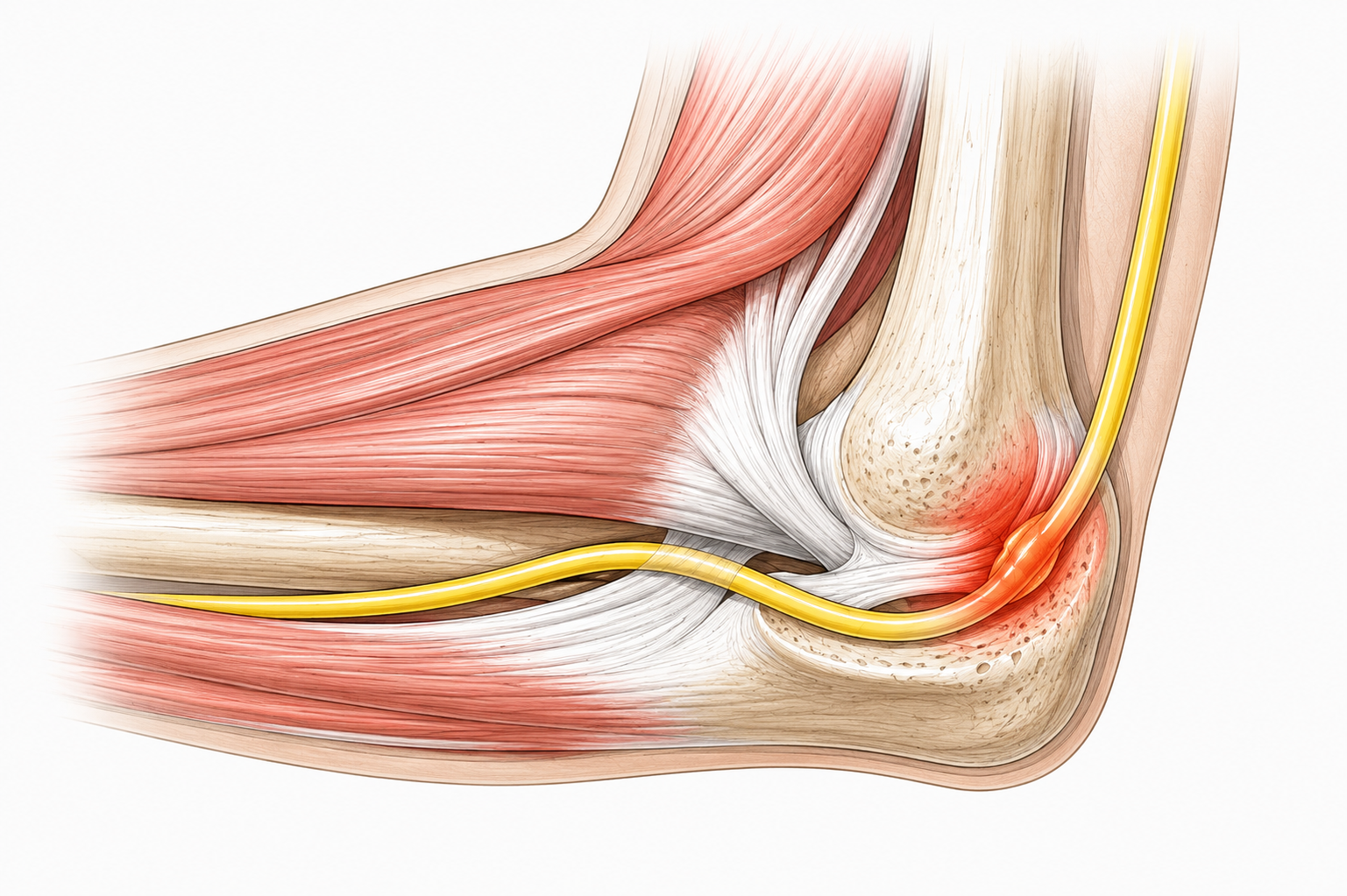 Sindromul de canal cubital — ilustrație anatomică